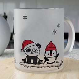 Indigifts White & Red Set Of 2 Text or Slogans Printed Christmas Matte Glass Mugs - 325ML & Wall Hanging image 3