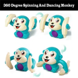 wishkey 360 Degree Rotation Dancing And Tumbling Monkey With Banana ,Light And Sound Toy For Kids image 4