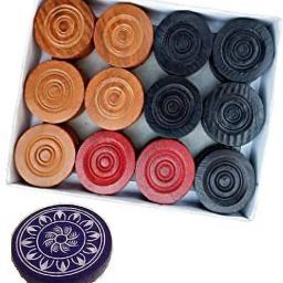 Premium 24 wooden carrom coins with 1 striker Carrom Pawns-9