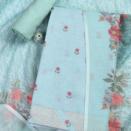 Meena Bazaar Floral Printed Linen Unstitched Dress Material-95
