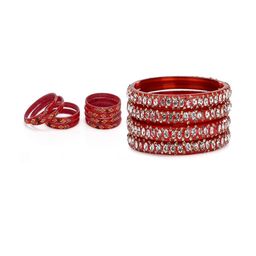 1ST TIME Set Of 12 Red Alloy Artificial Stones & Beads Antique Bangles-picture-42