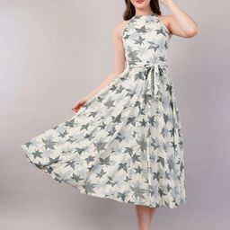 Moda Rapido Floral Print Halter Neck Fit & Flare Midi Dress-image-62