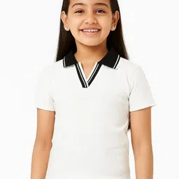 CHILINS Girls Self Design Polo Collar Pure Cotton T-shirt-picture-37