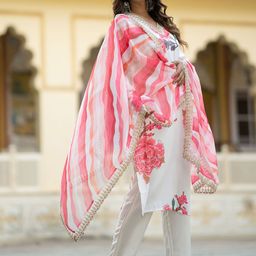 KALINI Women Floral Embroidered Kurta with Trousers & Dupatta-image-86
