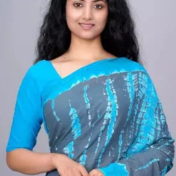 JALTHER Abstract Printed Mulmul Cotton Block Print Saree image 5