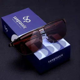 SUNGLASSIC Unisex Brown Lens & Brown Rectangle Sunglasses with-image-45