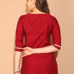Rajnandini Bandhani Yoke Design Notch Neck Kurti image 3