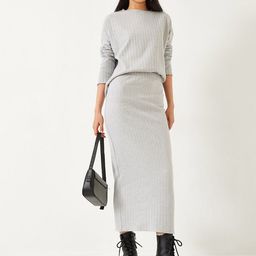 BIANCO LUCCI Ribbed Round-Neck T-Shirt & Skirt Co-Ords-image-78