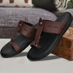 ZIRSQ Men Brown Synthetic Leather Comfort Sandals With Rubber Sole-picture-49