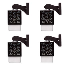 Gojeeva Black & White 4 Pieces Textured Square Shaped Wooden Wall Lamp-picture-28