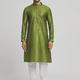Arihant Rai Sinha Woven Design Mandarin Collar Pure Silk Straight Kurta With Churidar-picture-40