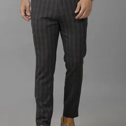 Double Two Men Checked Slim Fit Trousers-image-84