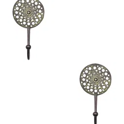 IndianShelf Bronze-Toned 2 Piece Brass Round Floral Key Holder Kitchen Hanger-picture-13