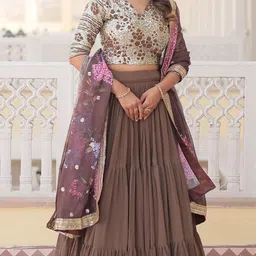 KALINI Embroidered Sequinned Semi-Stitched Lehenga & Unstitched Blouse With Dupatta-13