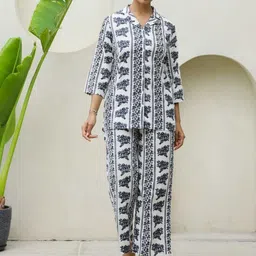 FLAVIA CREATION  Printed Pure Cotton Shirt With Trousers Co-Ords-29