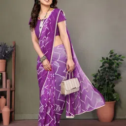VILLAGIUS Printed Pure Georgette Block Print Saree image 2
