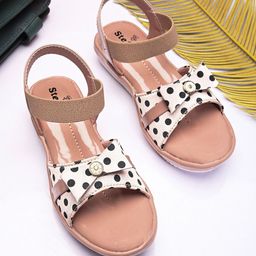 STEFENS Girls Printed Backstrap Open Toe Flats With Bows-4