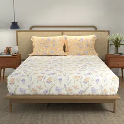 URBAN SPACE Divine Peach Printed 144 TC Cotton Double Queen Bedsheet & 2 Pillow Covers-picture-11