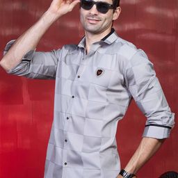 ALMATY Men Comfort Slim Fit Opaque Checked Casual Shirt-image-82
