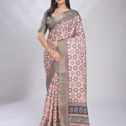 KALINI Geometric Printed Zari Sarees-image-37