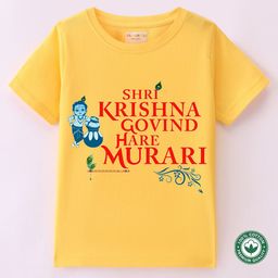 BLUSHES Kids Graphic Printed Round Neck Short Sleeves Janmashtami Cotton T-shirt-image-40