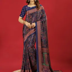 A.V.M. SILK MILLS Floral Pure Crepe Saree-16