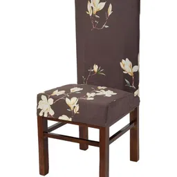 Yellow Weaves Dark Brown Printed Chair Cover-image-52