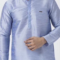 DEVOILER Men Regular Dupion Silk Kurta with Pyjamas image 3