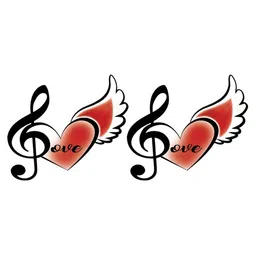 ORDERSHOCK Set Of 2 Maa Music Lover With Wing Waterproof Temporary Body Tattoo-picture-34