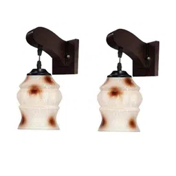 Somil Premium Designer Glass Wall / Night Lamp Elegant & Stylish Dcor Accent for Modern Interiors, Color- Brown, White, Size:- 21.5 X 26.5 X 25.5 CM-image-45