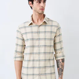 SPYKAR Men Spread Collar Tartan Checked Cotton Casual Shirt-picture-17