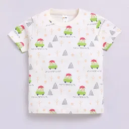 LITTLE NINJA Boys Conversational Printed Round Neck Cotton T-shirt-91
