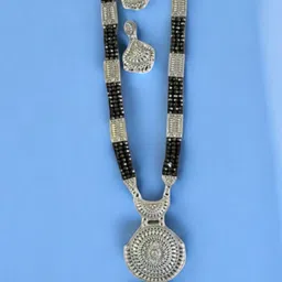 Jolly Faces Long Oxidised Necklace & Earrings Jewellery Set-image-30