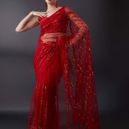 Anouk Embellished Sequinned Net Saree-14