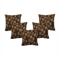 Saral Home Brown & Beige 2 Pieces Floral Square Cushion Covers-image-38