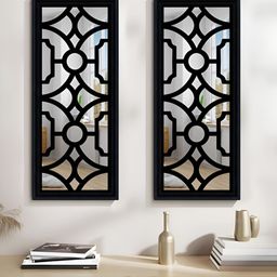 Art Street 2 Pcs Black Rectangular Shaped Decorative Wall Mirror-36