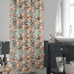 ArtzFolio Orange Colored & Blue Printed Waterproof Shower Curtains-image-92