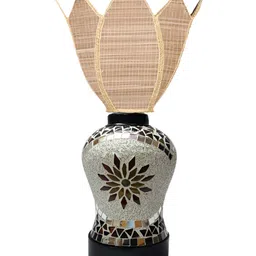 Aura Beige Wooden & Mosaic Glass Traditional Abstract Shaped Table Lamp-image-17