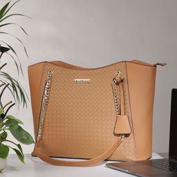 Mast & Harbour Textured Structured Tote Bag with Tasselled-10