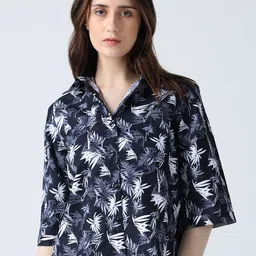 IDK Women Tropical Printed Shirt Collar Top-picture-30