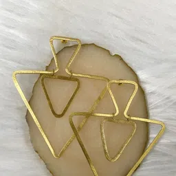 BDIVA Gold-Plated Triangle Shaped Drop Earrings-4