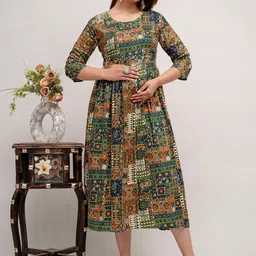 Mialo fashion Printed Maternity Feeding Fit & Flared Ethnic Dresses-image-33