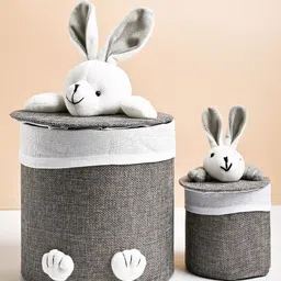MARKET99 Grey & White 2 Pieces Basket Organisers-35