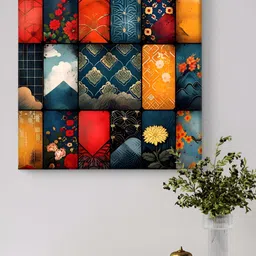 Myntra Elegant Homes Red & Orange Floral Canvas Wall Art-image-97