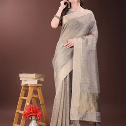 Pandadi Saree Checked Zari Organza Sarees-picture-35