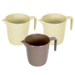 Kuber Industries Beige & Brown 3 piece Solid Plastic Bath Accessories Set-1