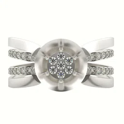 VALANOVA White Gold Plated Sterling Silver 0.14Ct Lab Grown Diamond Ring-image-86