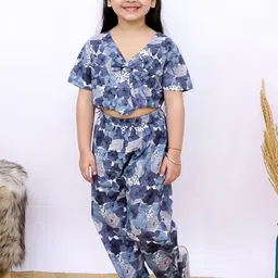 UNBIND Girls Floral Printed Pure Cotton Top & Trouser Clothing Set-image-10