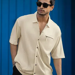 Maniac Spread Collar Short Sleeves Oversized Cotton Shirt-image-74