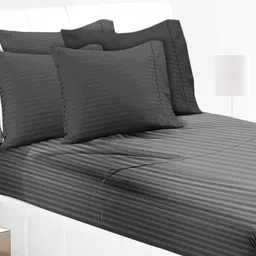 tundwal's Black Striped Printed Microfiber 210 TC King Bedsheet Sets - 2.23 m x 1.45 m-image-76